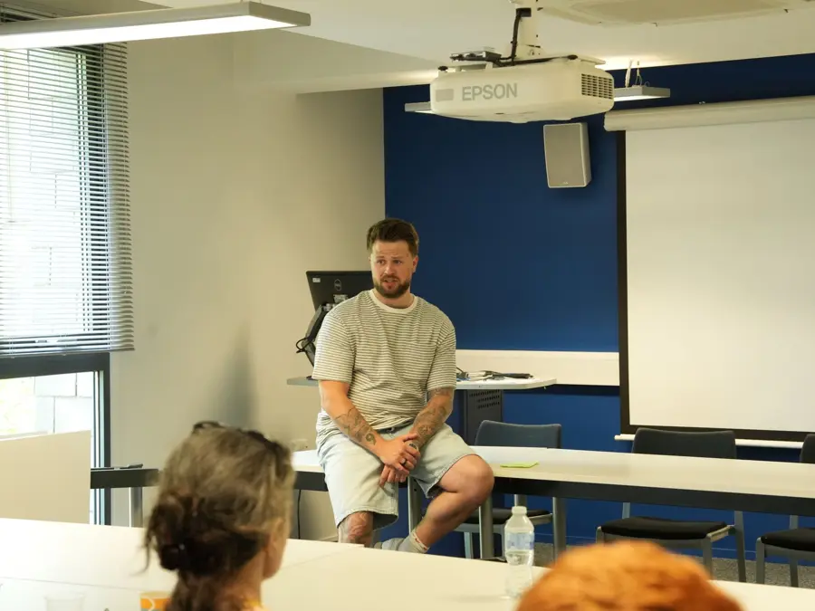 Callum Skinner speaking at a Lincoln business event